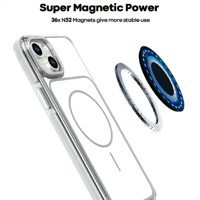 Coque iPhone 15 magnétique renforcée à contours transparents