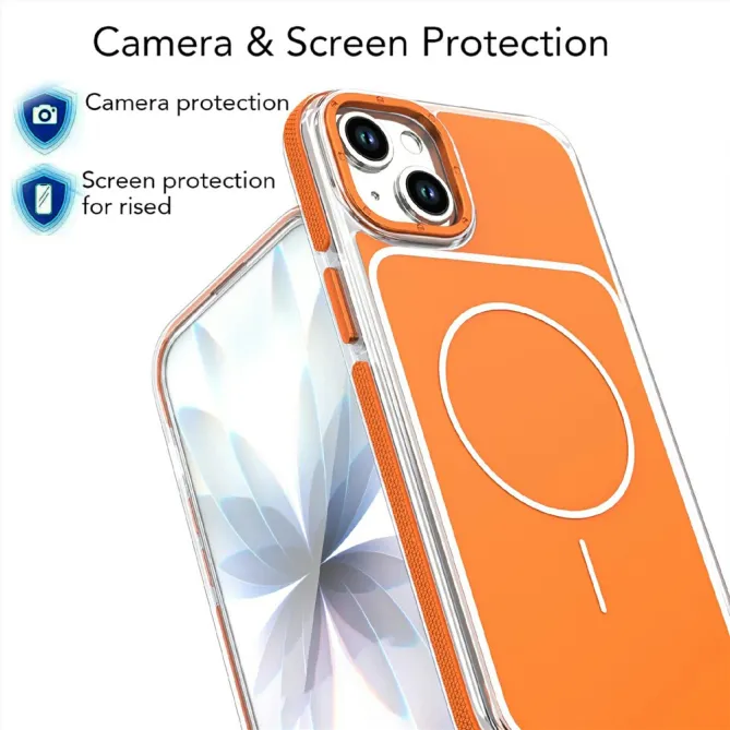 Coque iPhone 15 magnétique renforcée à contours transparents
