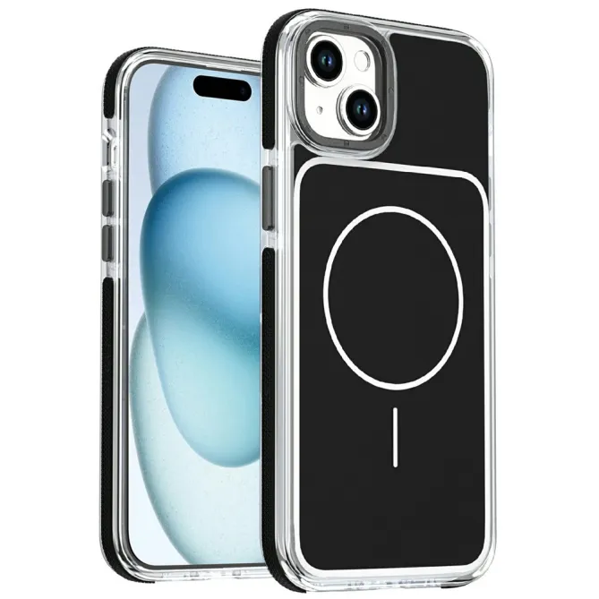Coque iPhone 15 magnétique renforcée à contours transparents