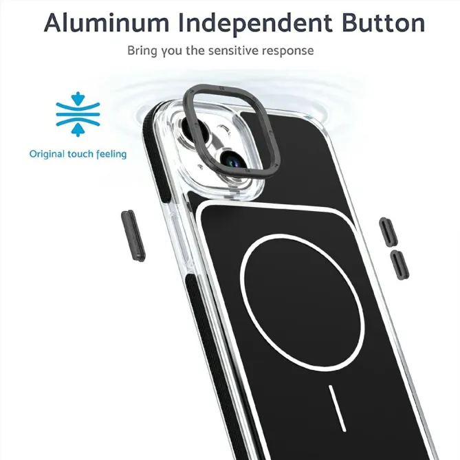 Coque iPhone 15 magnétique renforcée à contours transparents
