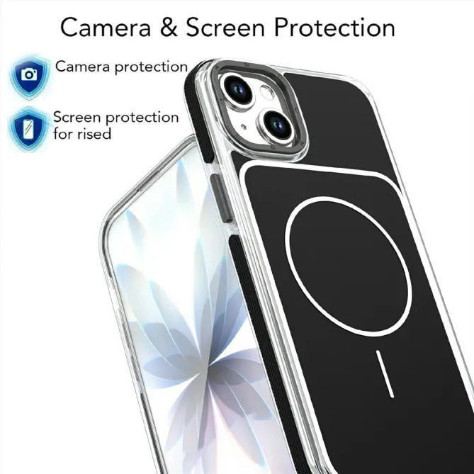 Coque iPhone 15 magnétique renforcée à contours transparents