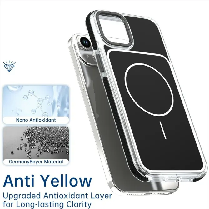 Coque iPhone 15 magnétique renforcée à contours transparents