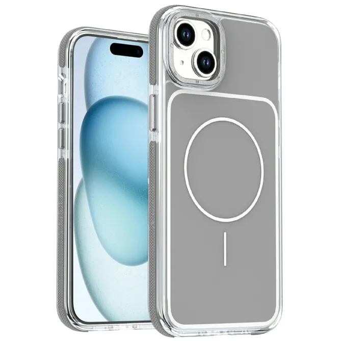 Coque iPhone 15 magnétique renforcée à contours transparents