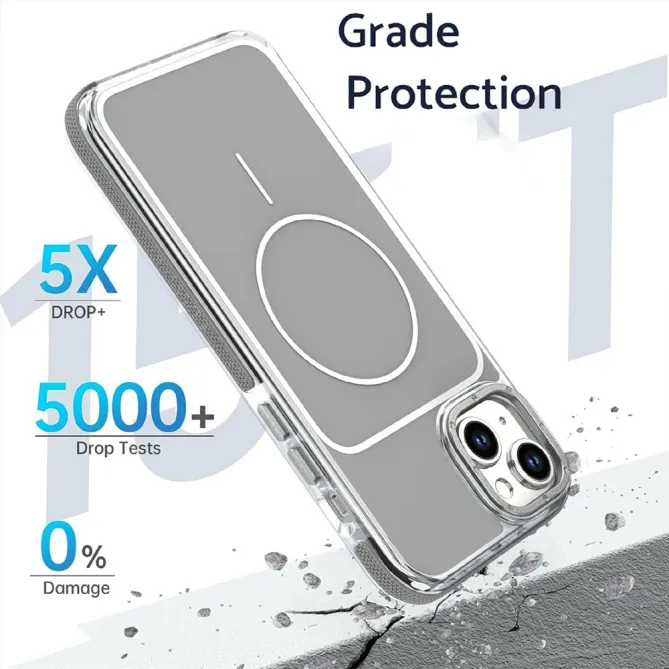 Coque iPhone 15 magnétique renforcée à contours transparents