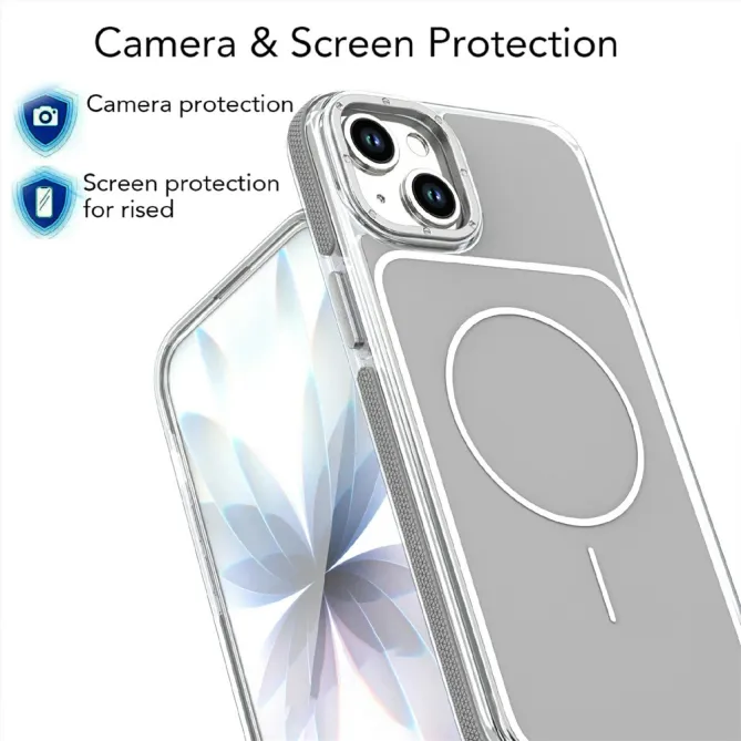 Coque iPhone 15 magnétique renforcée à contours transparents
