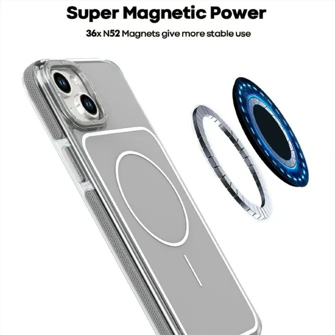 Coque iPhone 15 magnétique renforcée à contours transparents