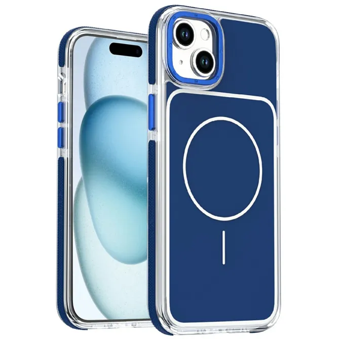 Coque iPhone 15 magnétique renforcée à contours transparents