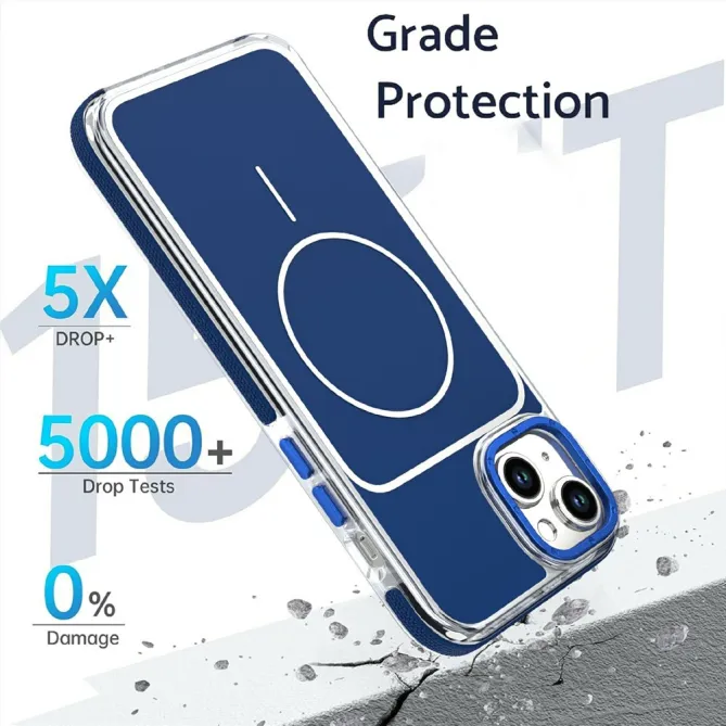 Coque iPhone 15 magnétique renforcée à contours transparents