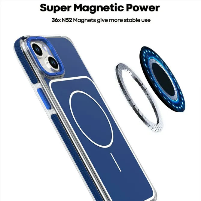 Coque iPhone 15 magnétique renforcée à contours transparents