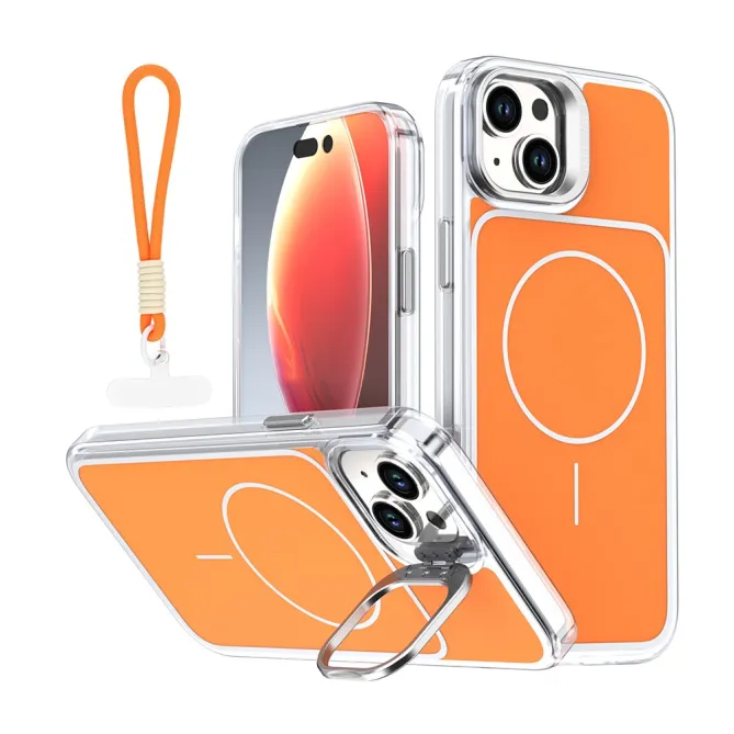 Coque iPhone 15 magnétique avec support caméra et dragonne