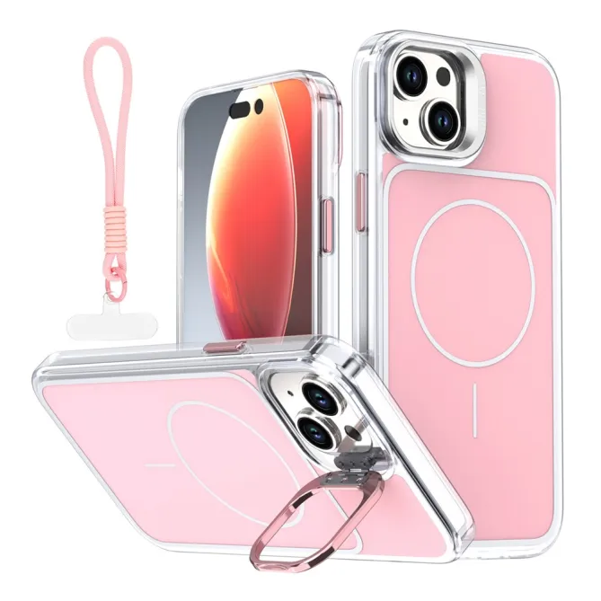 Coque iPhone 15 magnétique avec support caméra et dragonne
