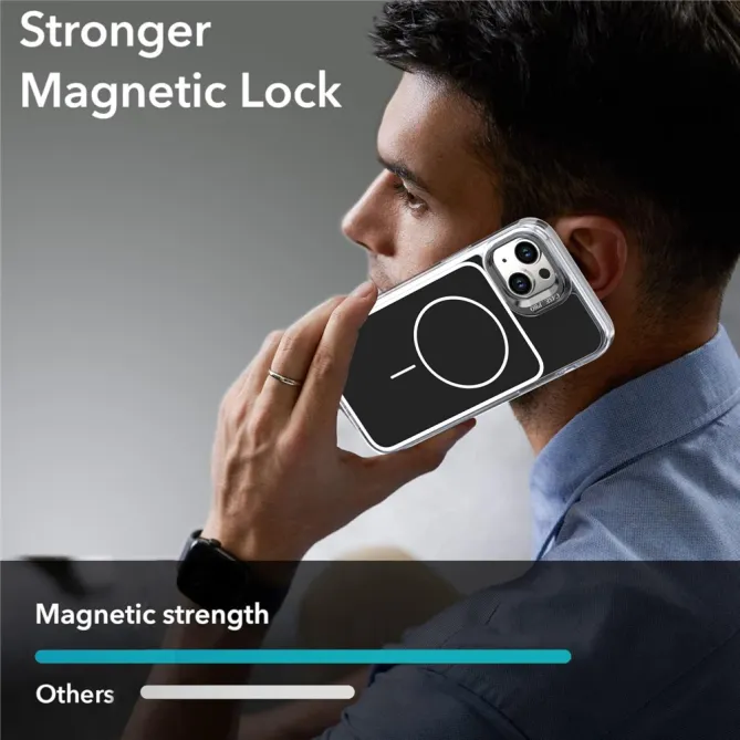 Coque iPhone 15 magnétique avec support caméra et dragonne
