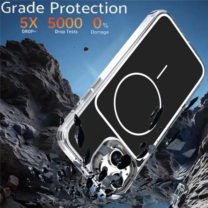 Coque iPhone 15 magnétique avec support caméra et dragonne