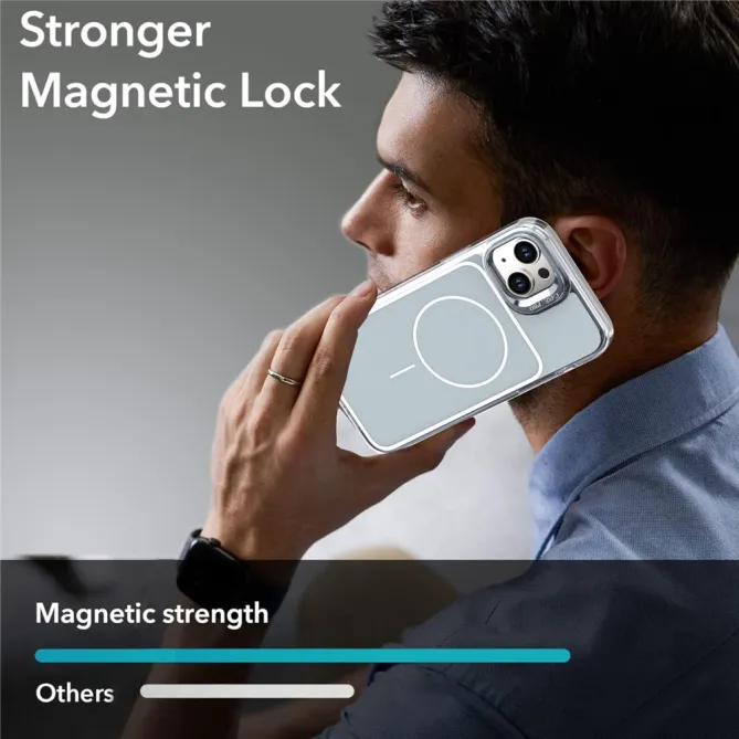 Coque iPhone 15 magnétique avec support caméra et dragonne