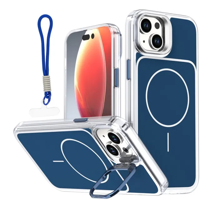Coque iPhone 15 magnétique avec support caméra et dragonne