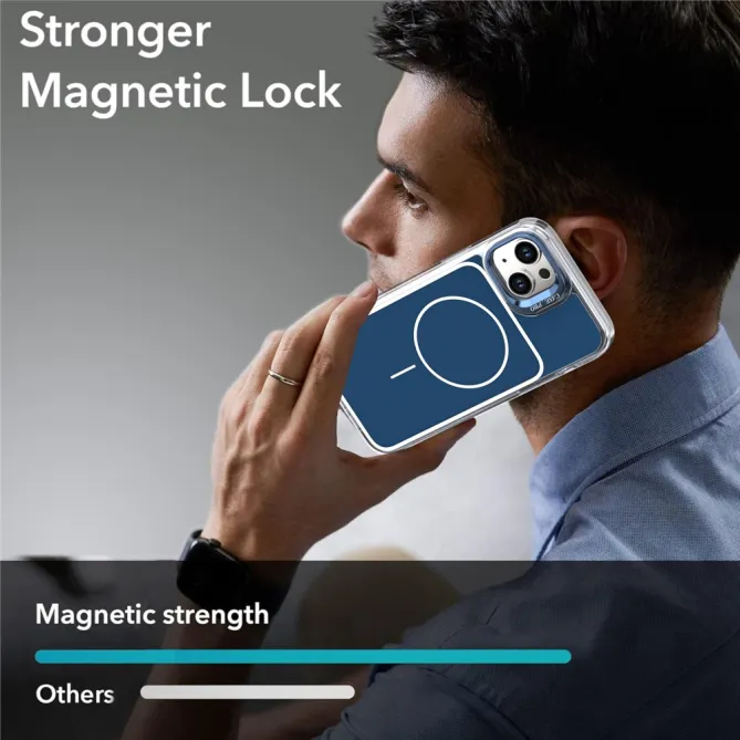 Coque iPhone 15 magnétique avec support caméra et dragonne
