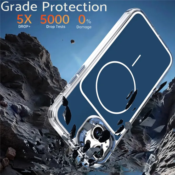 Coque iPhone 15 magnétique avec support caméra et dragonne