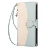 Housse iPhone 15 portefeuille zippée bicolore avec dragonne