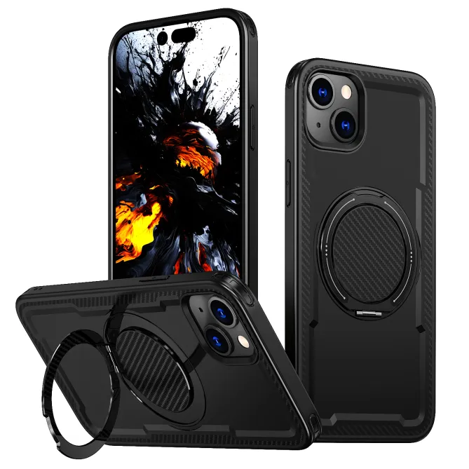 Coque iPhone 15 magnétique avec anneau rotatif amorti