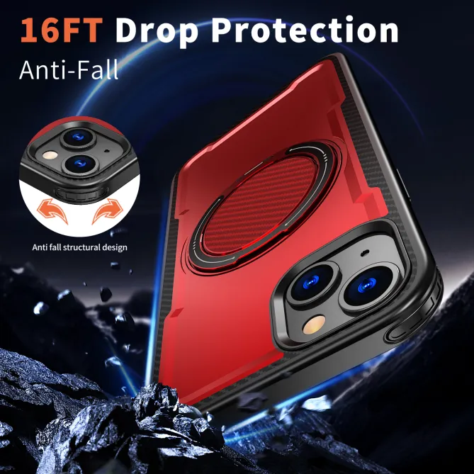 Coque iPhone 15 magnétique avec anneau rotatif amorti