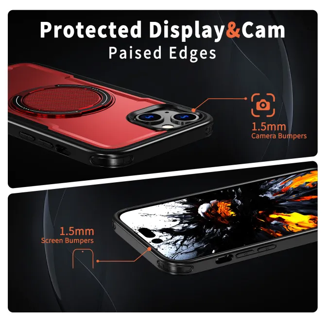Coque iPhone 15 magnétique avec anneau rotatif amorti
