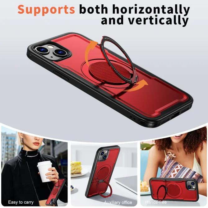 Coque iPhone 15 magnétique avec anneau rotatif amorti