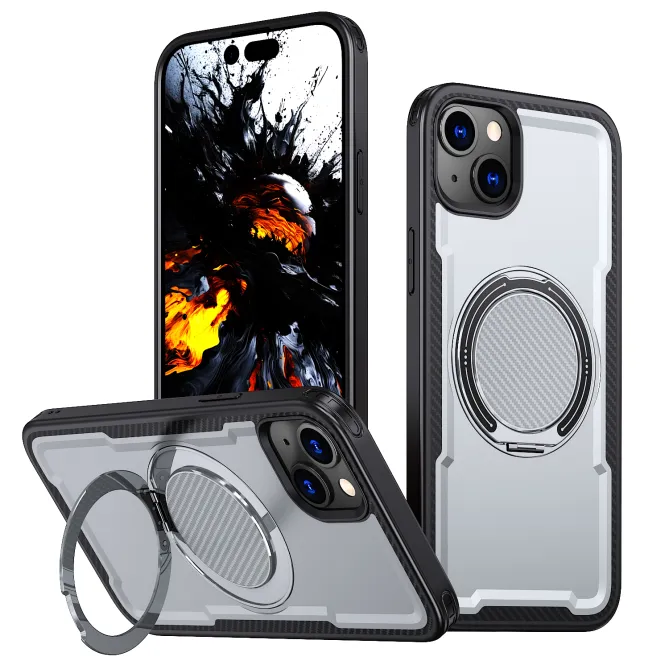 Coque iPhone 15 magnétique avec anneau rotatif amorti