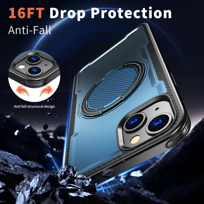 Coque iPhone 15 magnétique avec anneau rotatif amorti