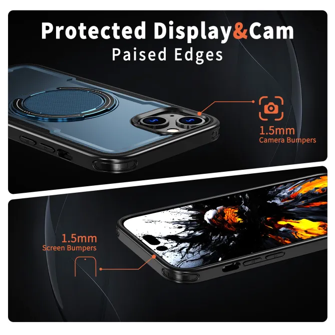Coque iPhone 15 magnétique avec anneau rotatif amorti