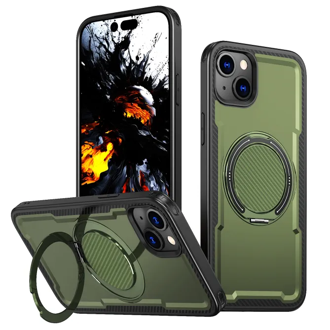 Coque iPhone 15 magnétique avec anneau rotatif amorti