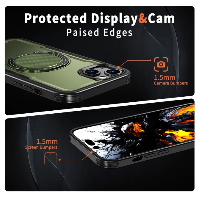 Coque iPhone 15 magnétique avec anneau rotatif amorti