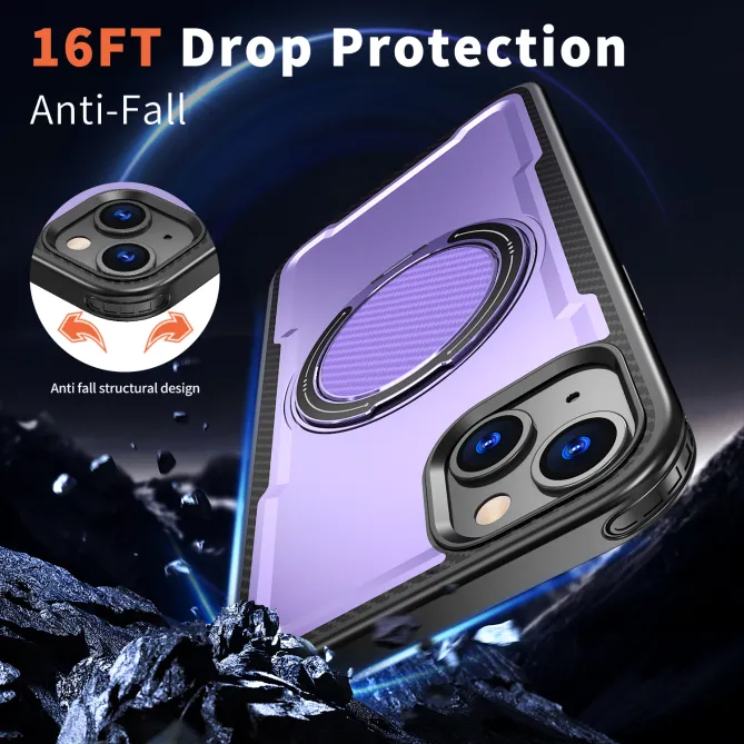 Coque iPhone 15 magnétique avec anneau rotatif amorti