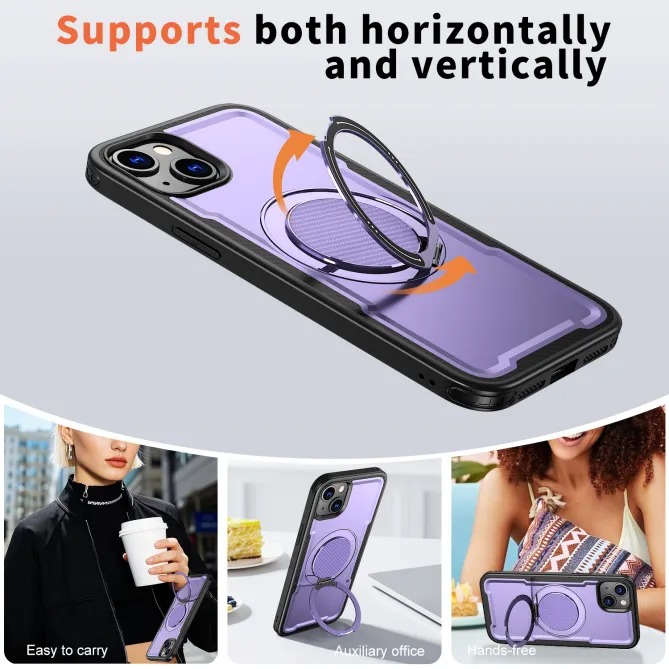 Coque iPhone 15 magnétique avec anneau rotatif amorti