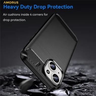 Coque iPhone 15 souple brossée avec inserts fibre de carbone