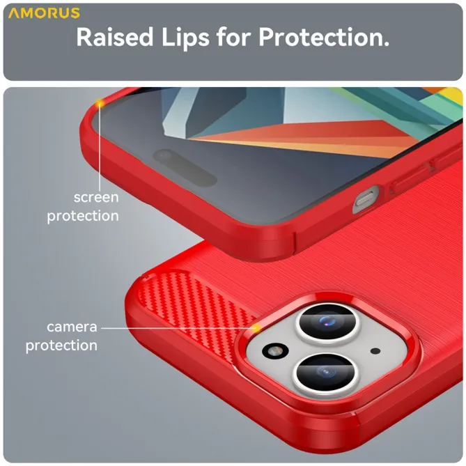 Coque iPhone 15 souple brossée avec inserts fibre de carbone