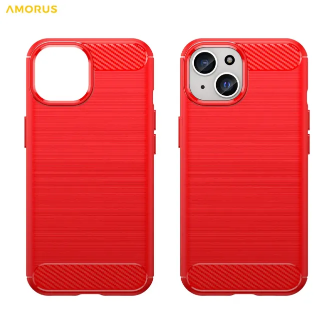 Coque iPhone 15 souple brossée avec inserts fibre de carbone