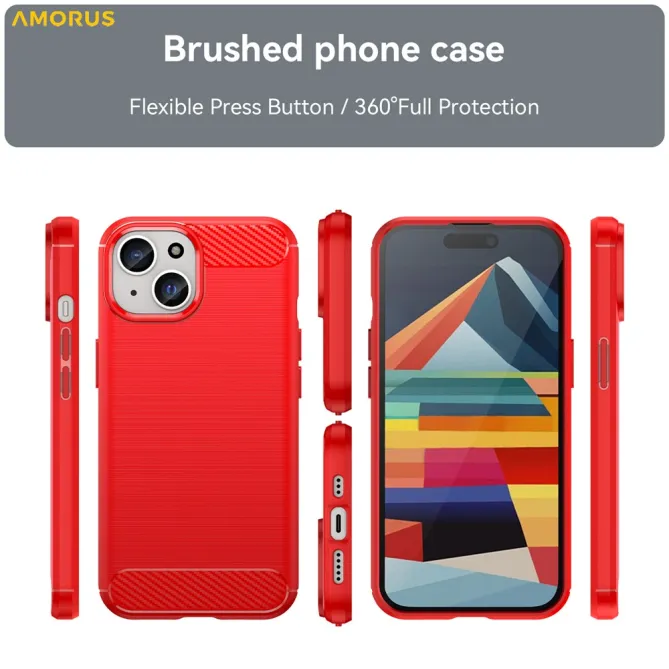 Coque iPhone 15 souple brossée avec inserts fibre de carbone