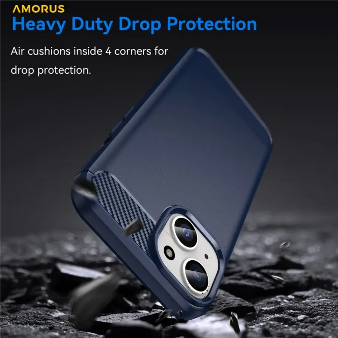 Coque iPhone 15 souple brossée avec inserts fibre de carbone