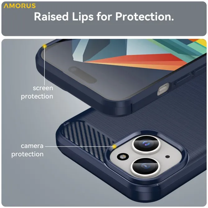 Coque iPhone 15 souple brossée avec inserts fibre de carbone