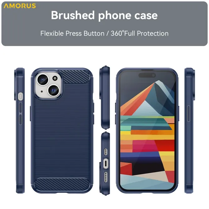Coque iPhone 15 souple brossée avec inserts fibre de carbone