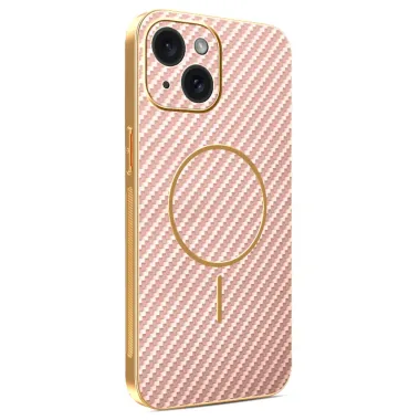 Coque iPhone 15 fibre de carbone magnétique finition métallisée