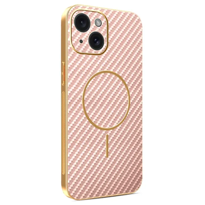 Coque iPhone 15 fibre de carbone magnétique finition métallisée