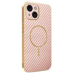 Coque iPhone 15 fibre de carbone magnétique finition métallisée