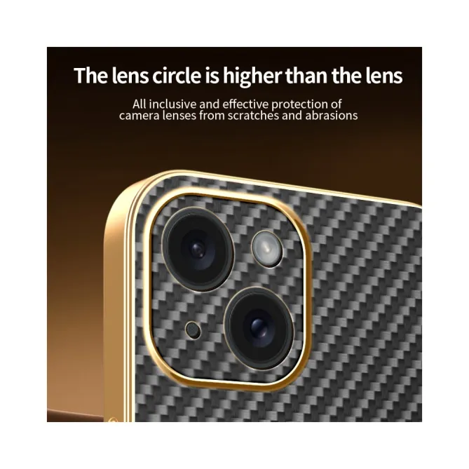 Coque iPhone 15 fibre de carbone magnétique finition métallisée