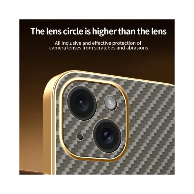 Coque iPhone 15 fibre de carbone magnétique finition métallisée