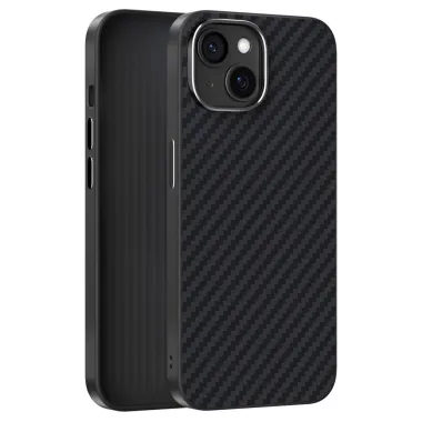 Coque iPhone 15 magnétique ultra fine texture fibre de carbone