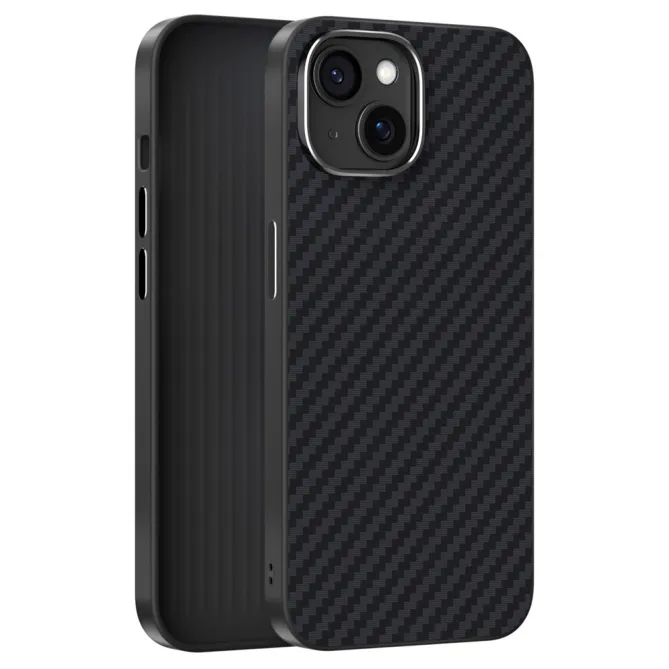 Coque iPhone 15 magnétique ultra fine texture fibre de carbone