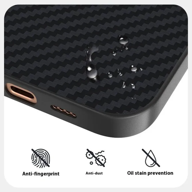 Coque iPhone 15 magnétique ultra fine texture fibre de carbone