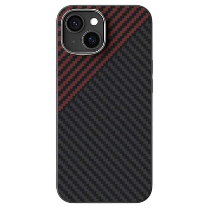 Coque iPhone 15 magnétique ultra fine texture fibre de carbone