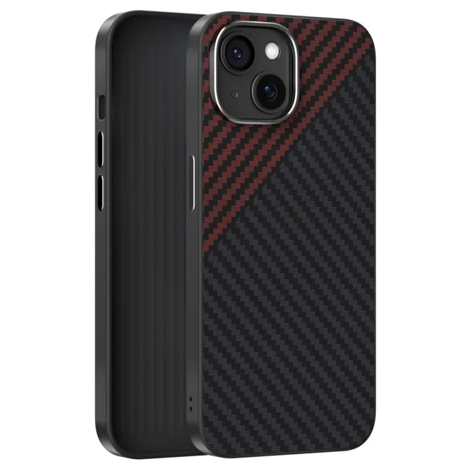 Coque iPhone 15 magnétique ultra fine texture fibre de carbone